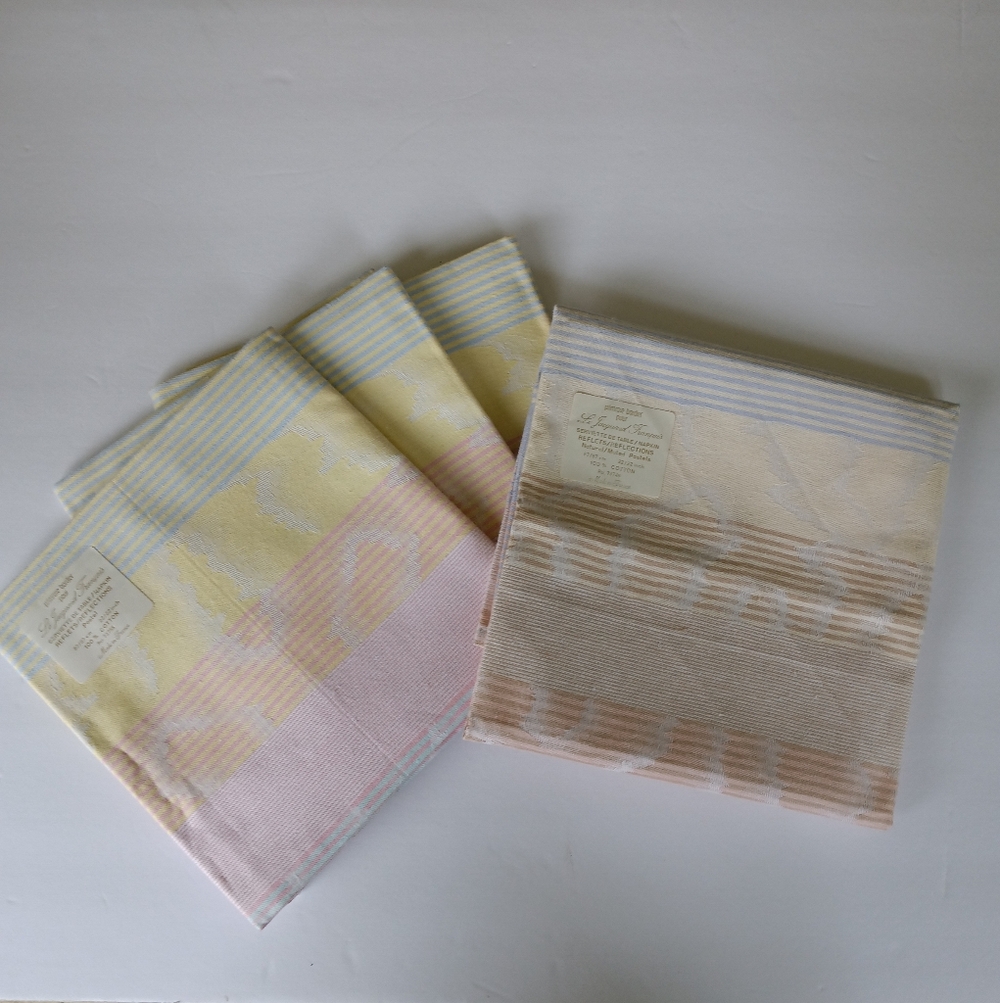 4 NEW Le Jacquard Francais Primrose Bordier Pour Cloth Napkins Set